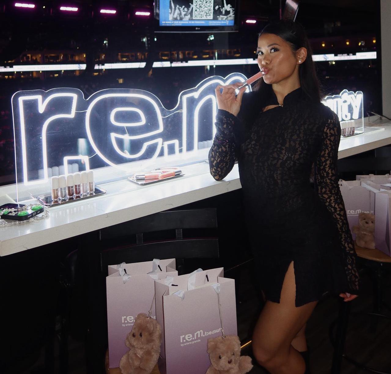 Alaine at a r.e.m. beauty event